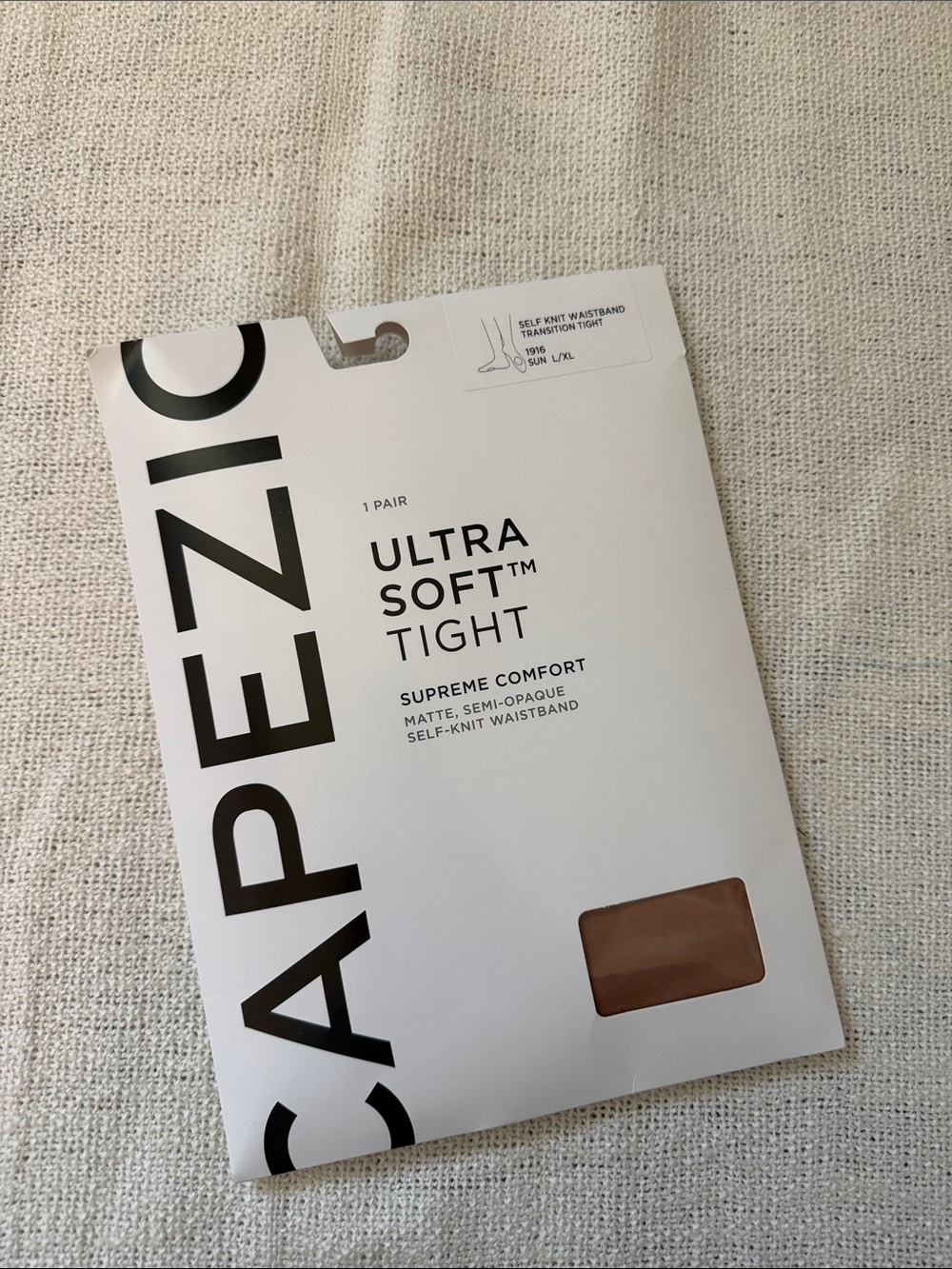 Capezio Ultra Soft Tight in White with Brown Swatch